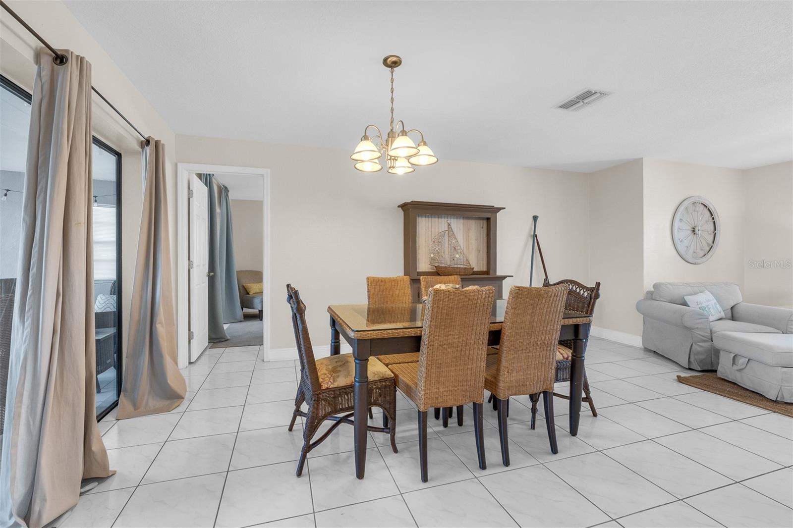 Dining area looking into the master bedroom
