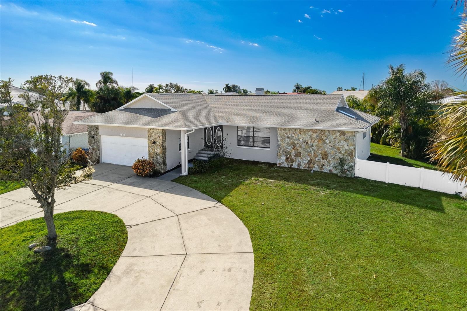 Circular drive corner lot.