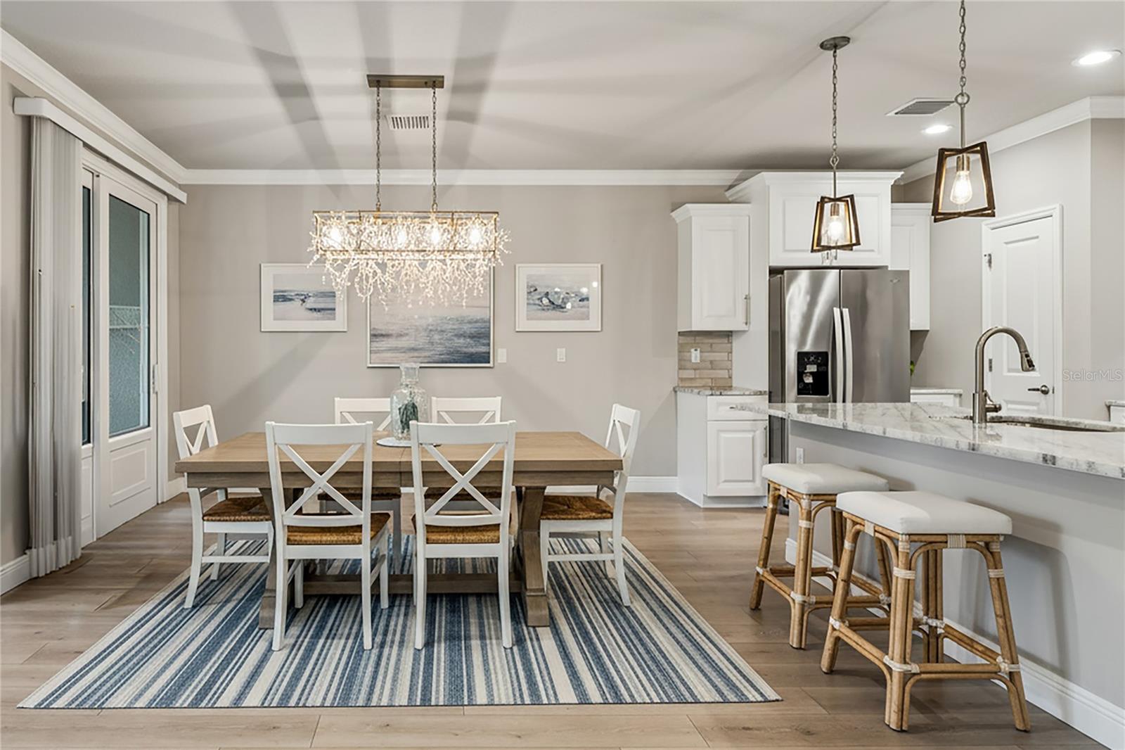 virtual staged./chandelier different