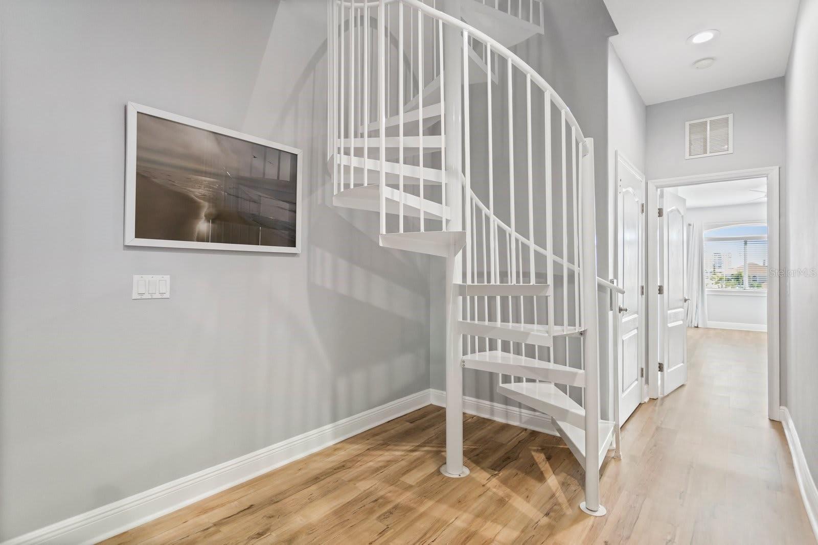 Spiral Staircase Leads to Rooftop