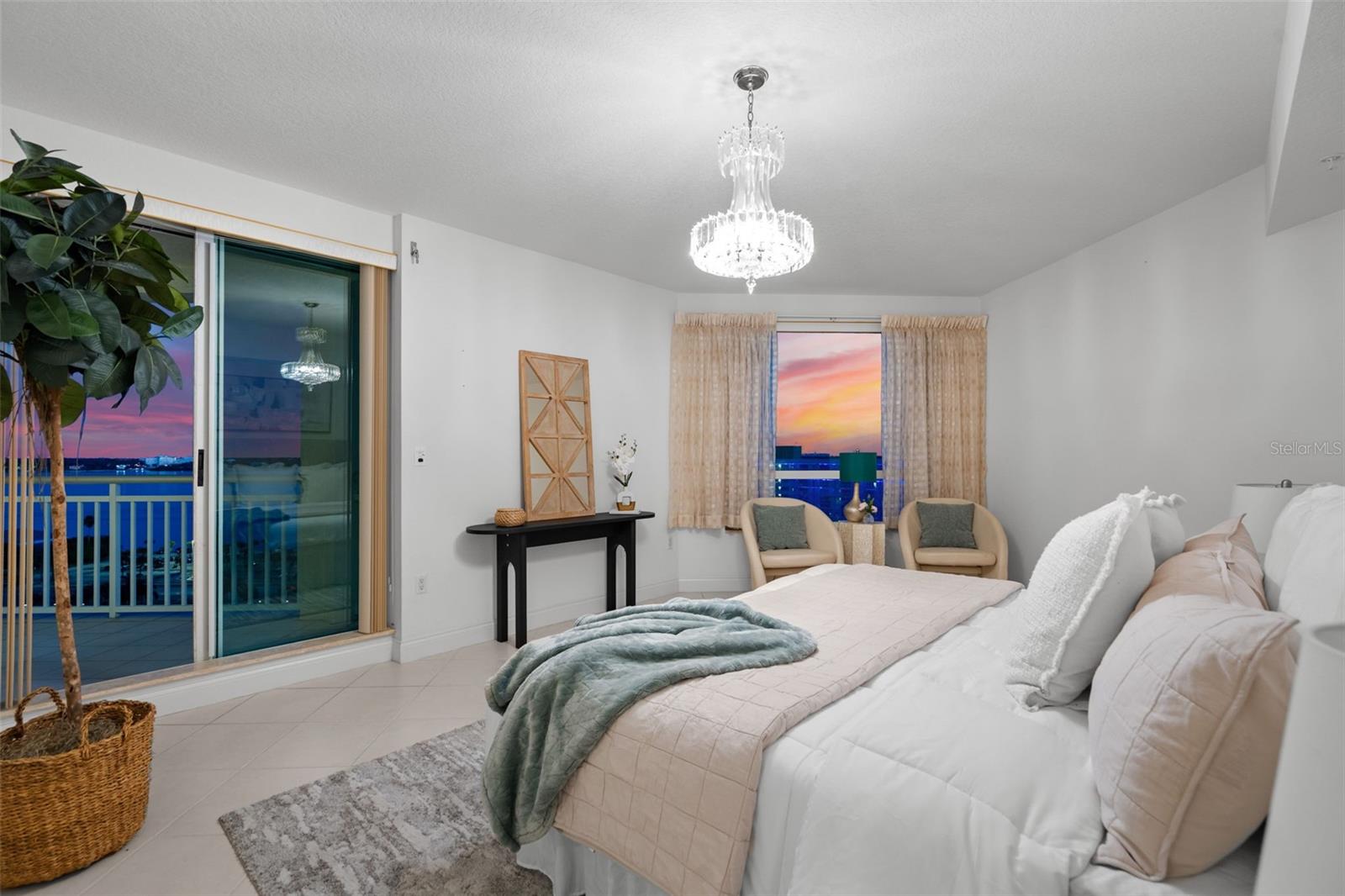 Sunset in primary bedroom