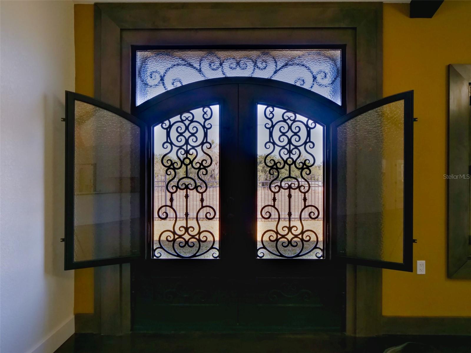 Front doors with opening windows