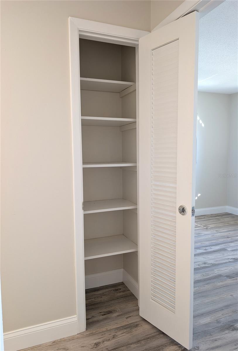 Linen Closet in Hallway Outside of Hallway Bathroom