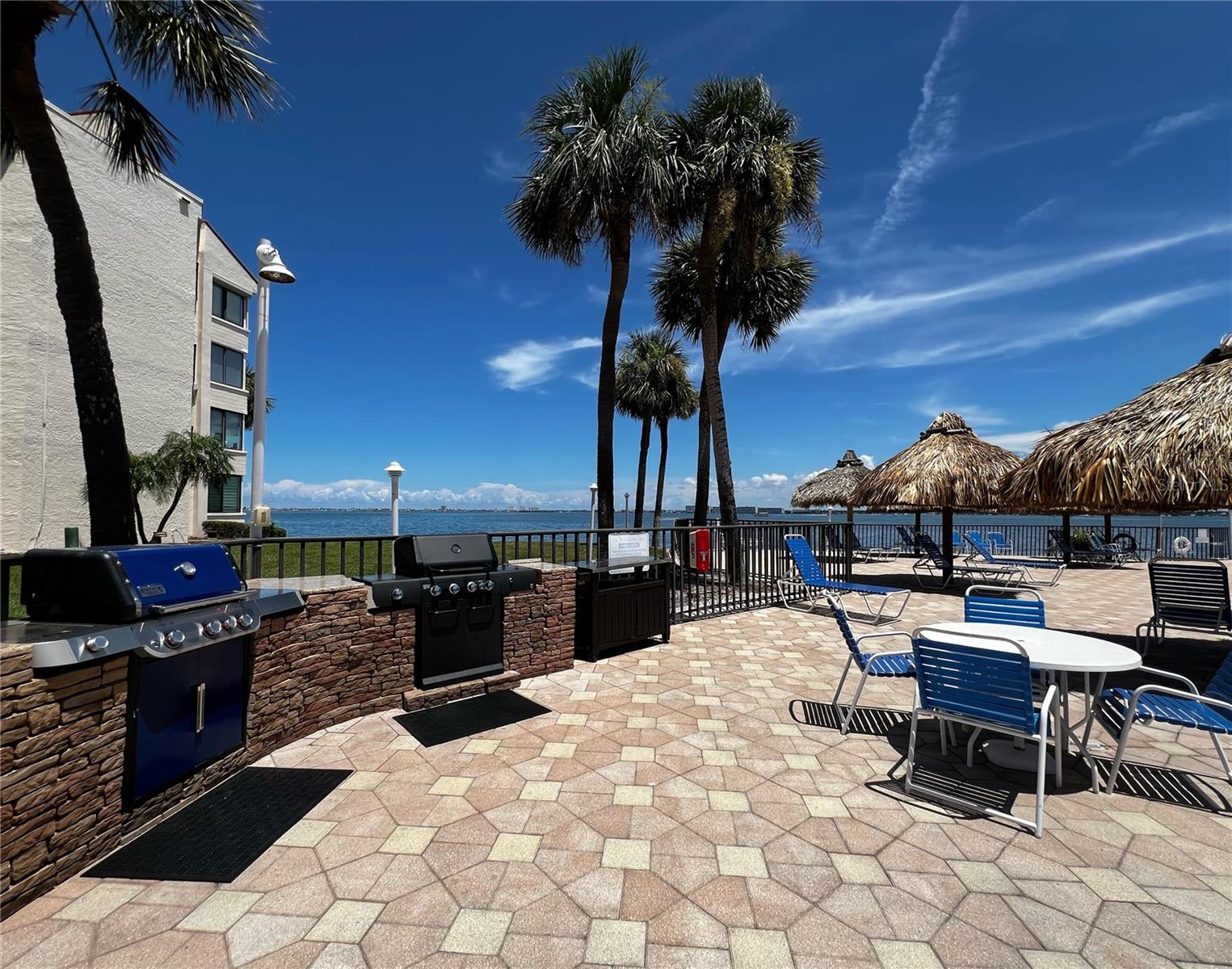 Waterfront community grill area.