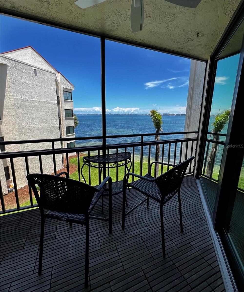 Waterfront views of Boca Ciega Bay from this condo!