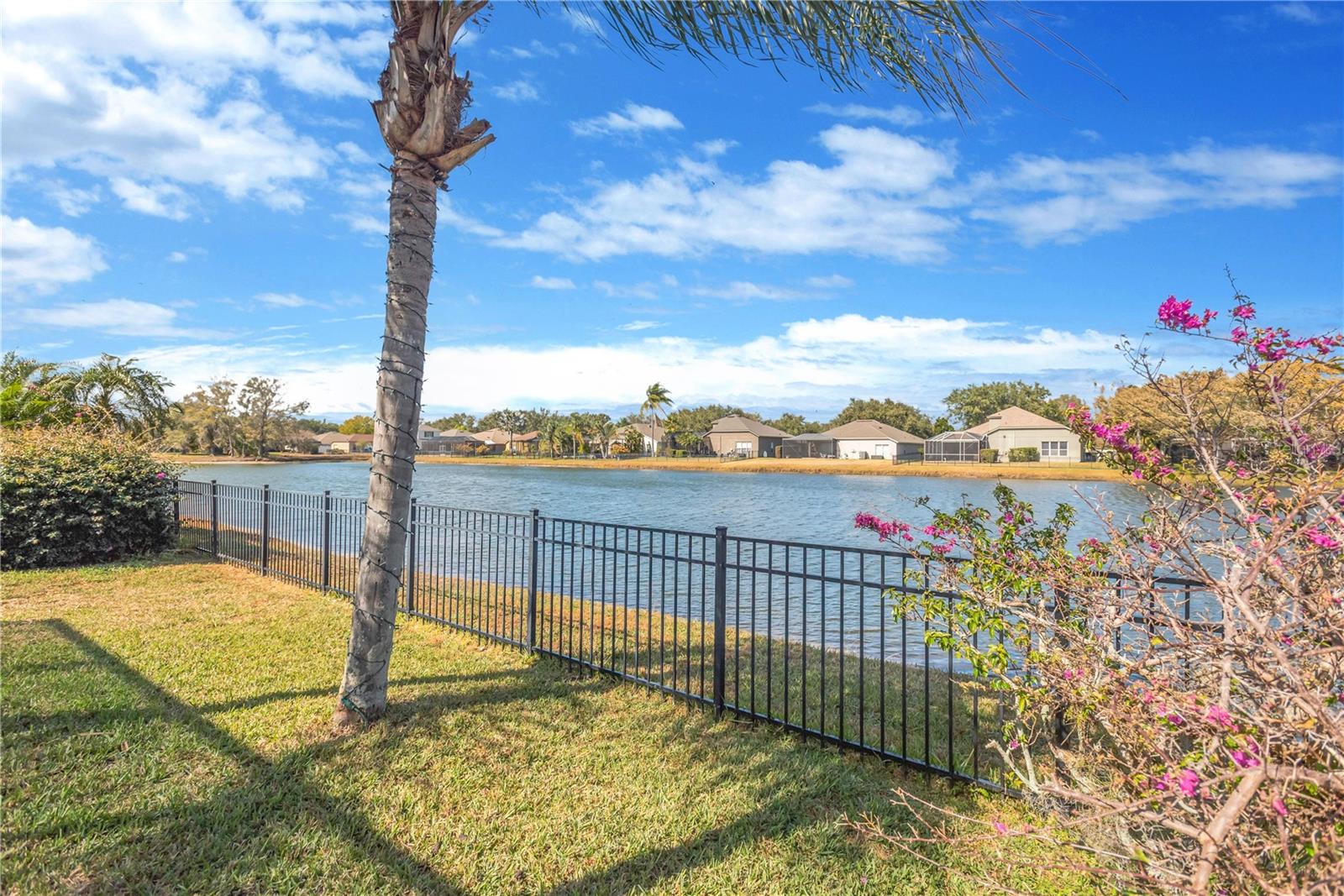 Fenced-in Back Yard overlooking Lake Fern