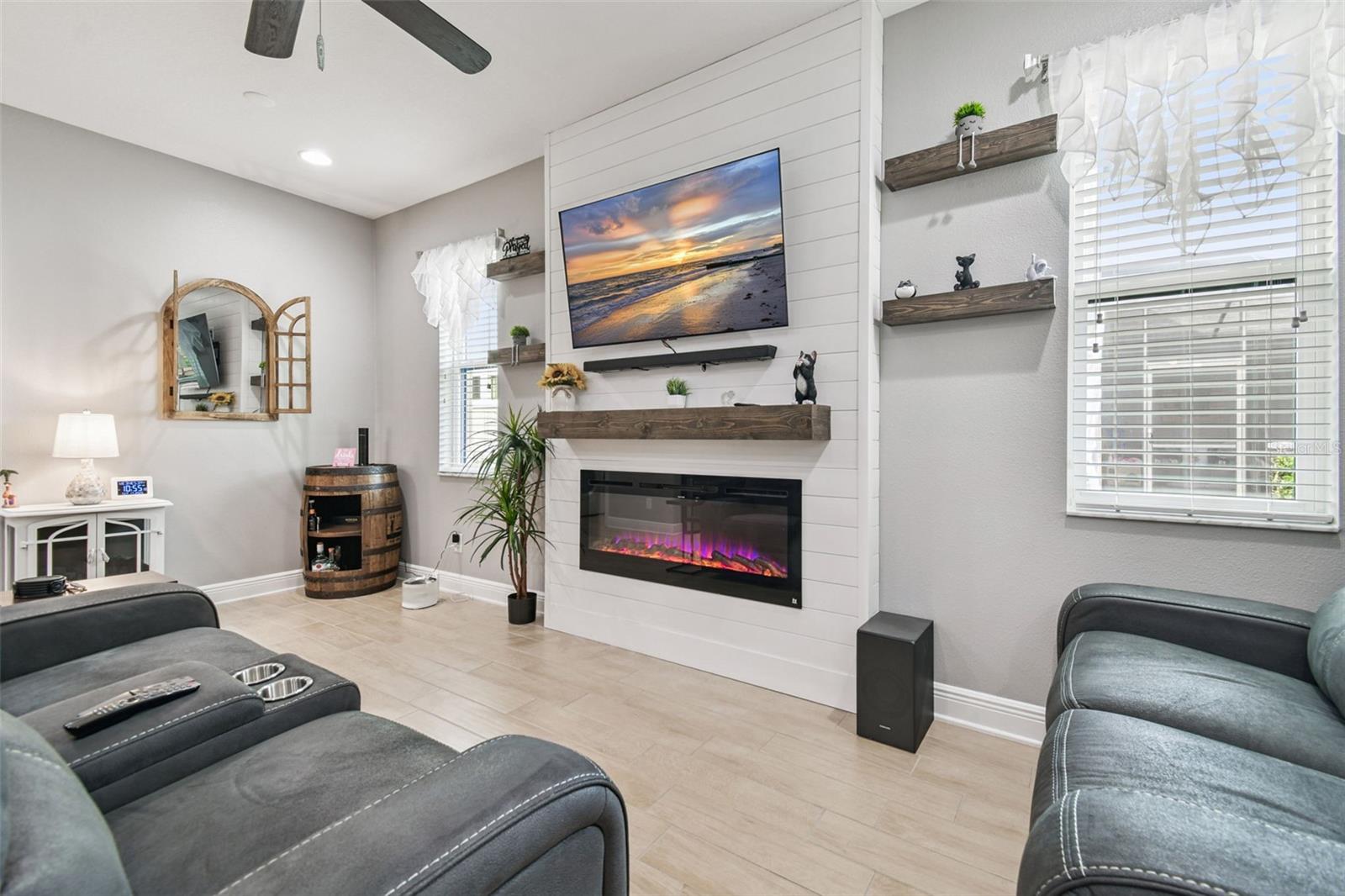 COZY LIVING ROOM WITH FIREPLACE