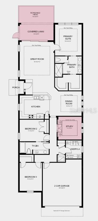 Additional Highlights Include: Study in place of flex, extended screened in lanai, 8' interior doors, additional sink at secondary bath, and 4' garage extension