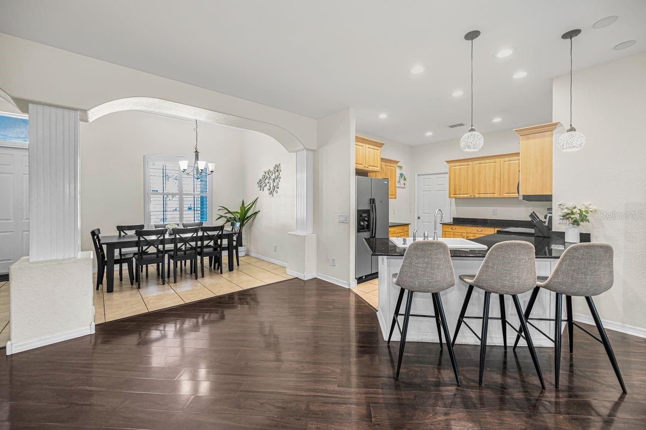 From living area looking into dining room and kitchen