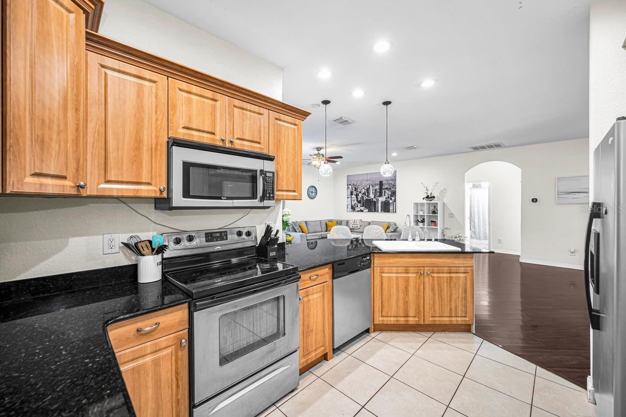 Looking into living room