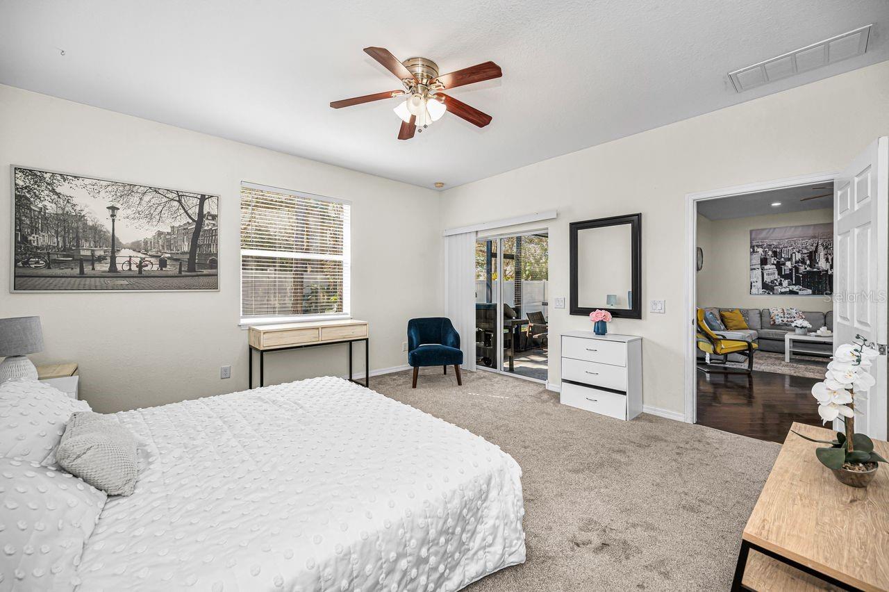 Primary suite looking into living area