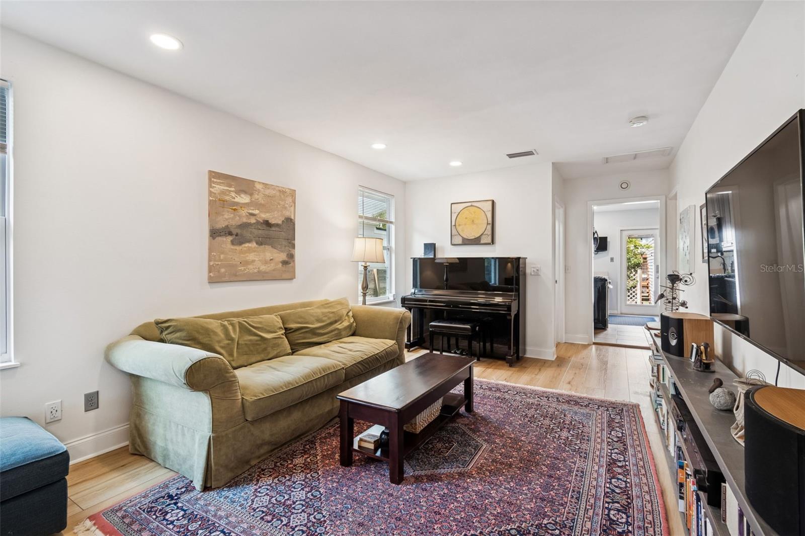 View of the living room w doorway to kitchen