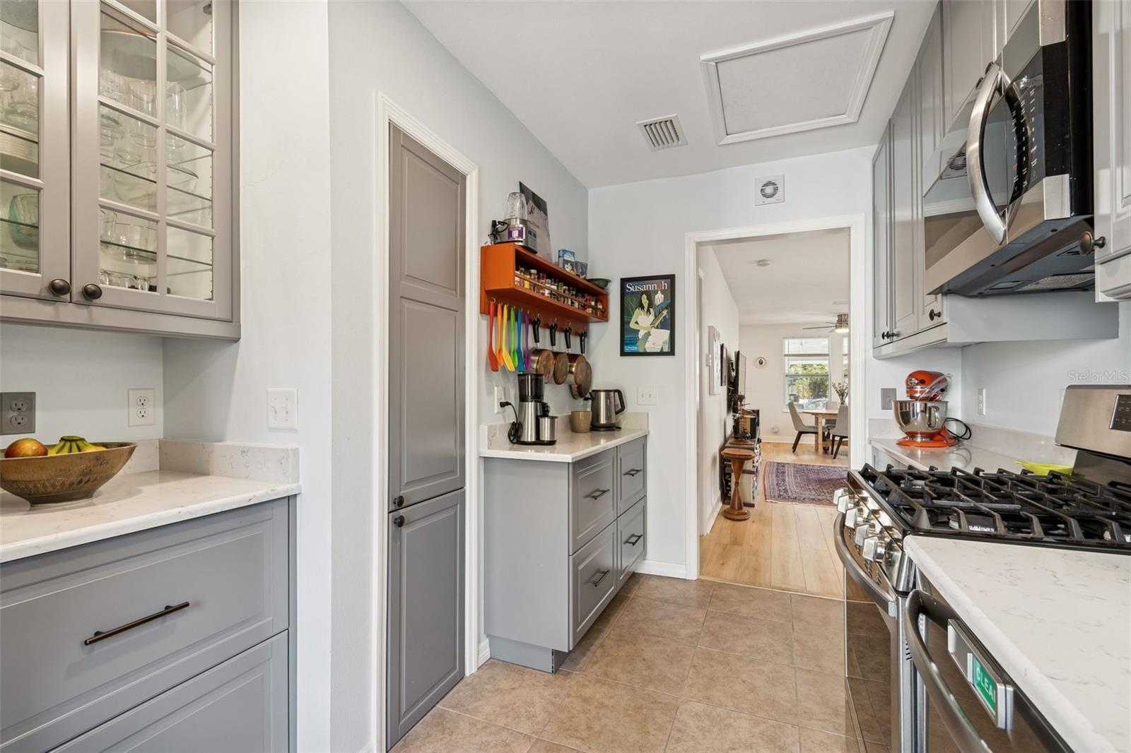 Note the storage on the left of photo