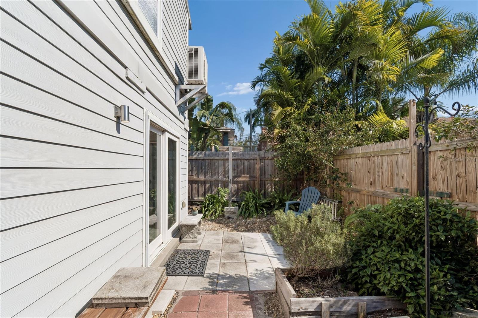 Studio entrance with its own patio area