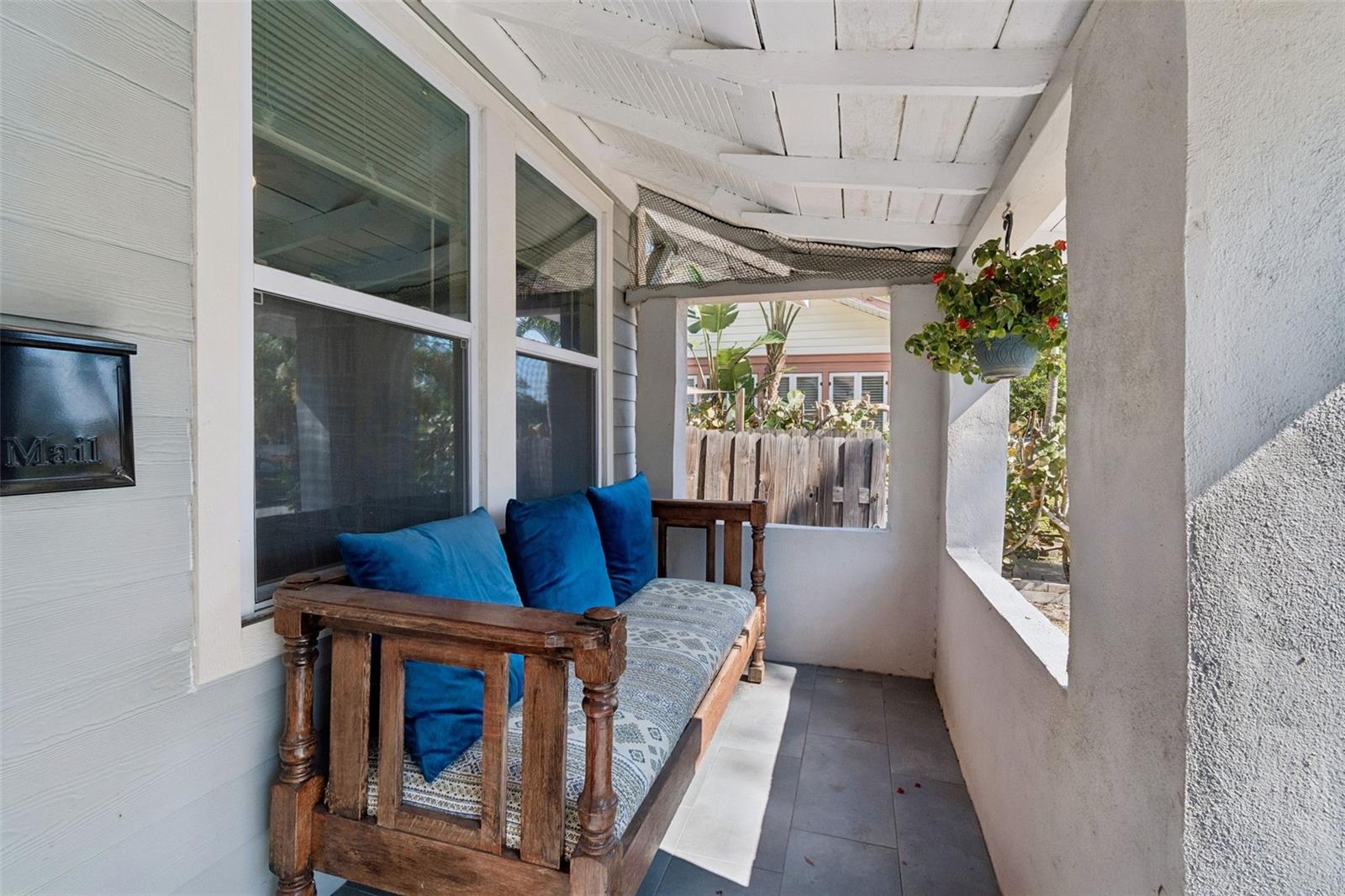 Front porch to the east of the front door