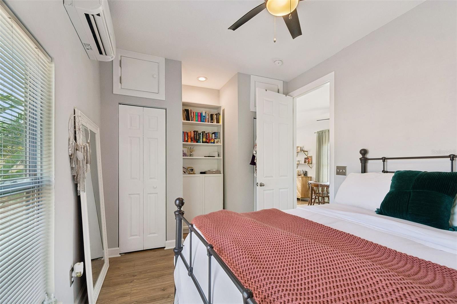 Apartment bdrm showing closet and inset space for dresser