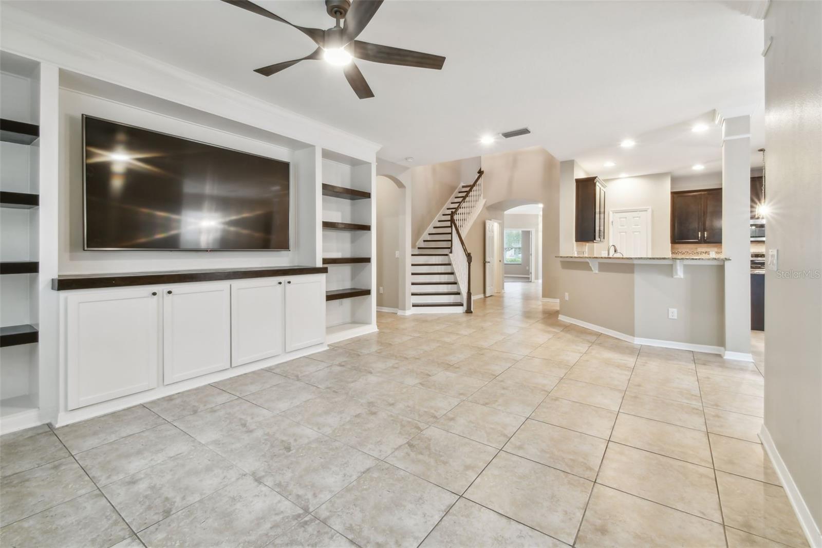 The large screen TV conveys