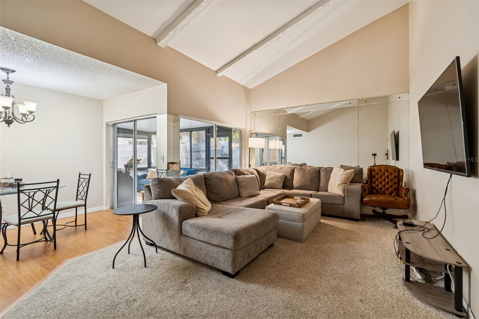 High Vaulted Ceilings in Living Room