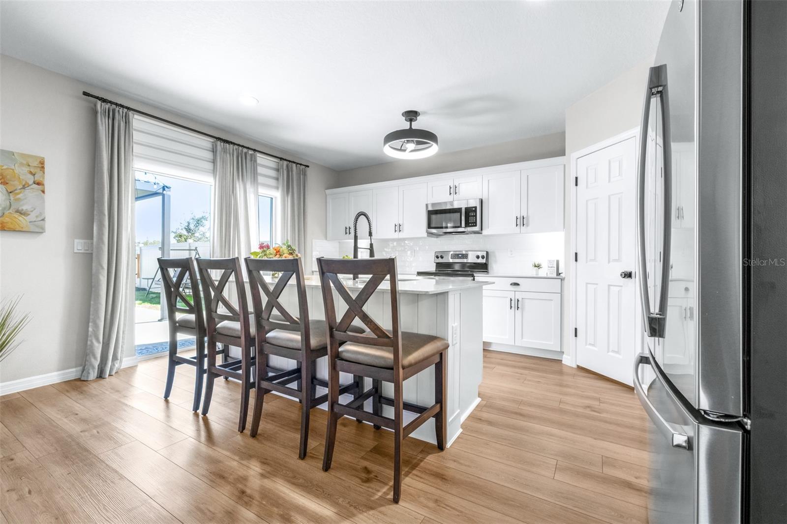 Check out the island wrapped in shiplap!