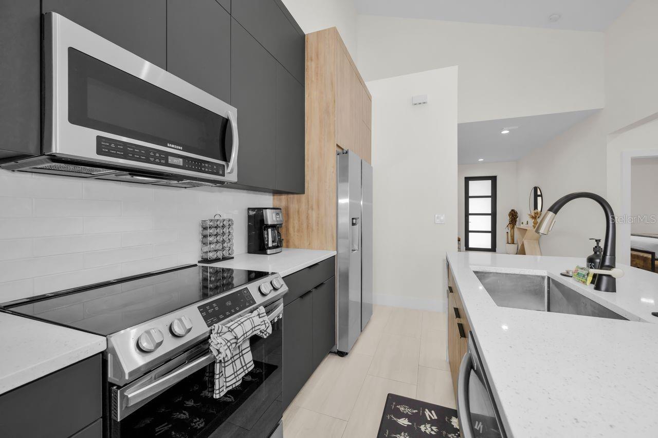 Sleek stainless steel appliances