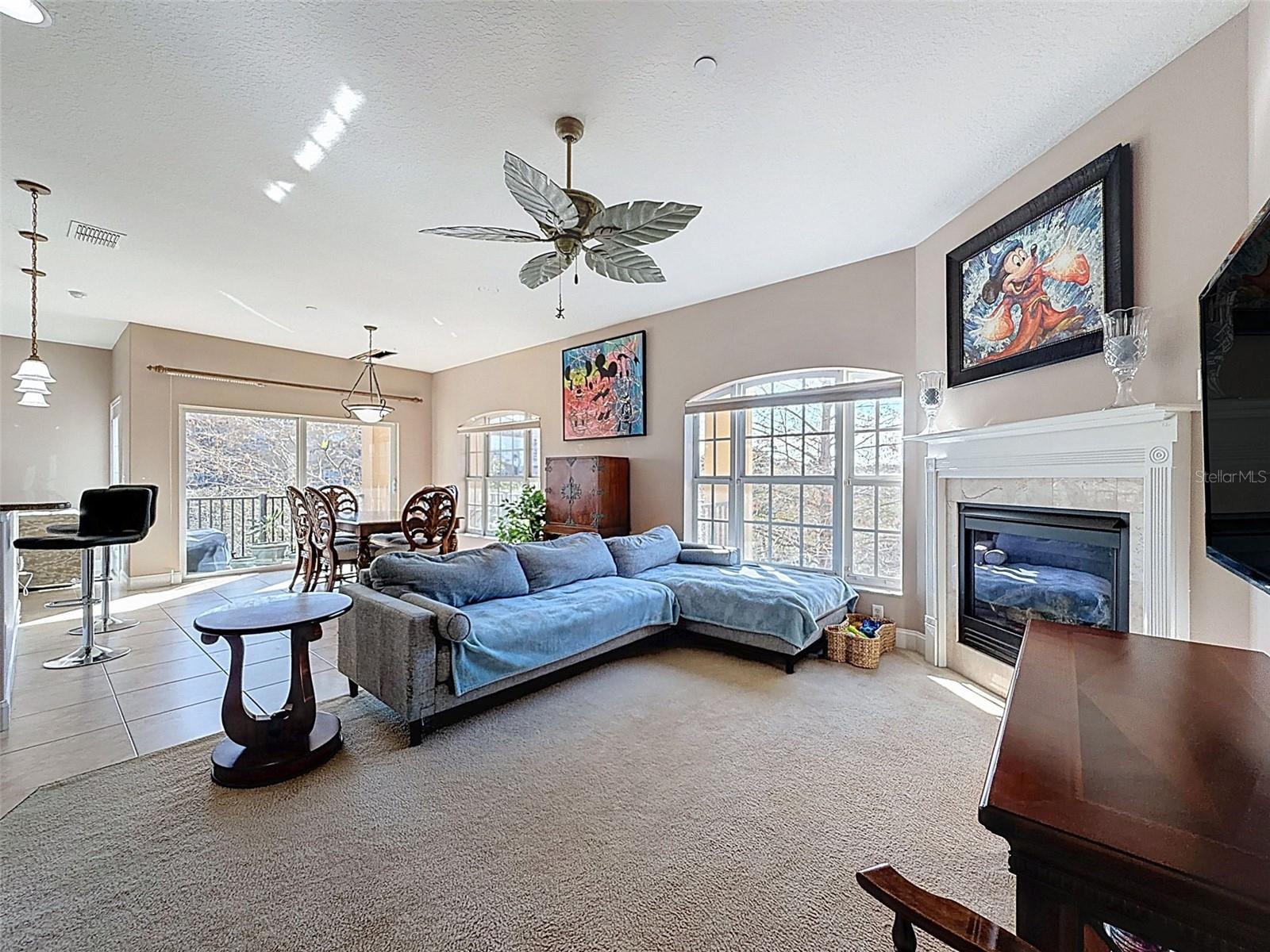Living Room with the view on the dining room