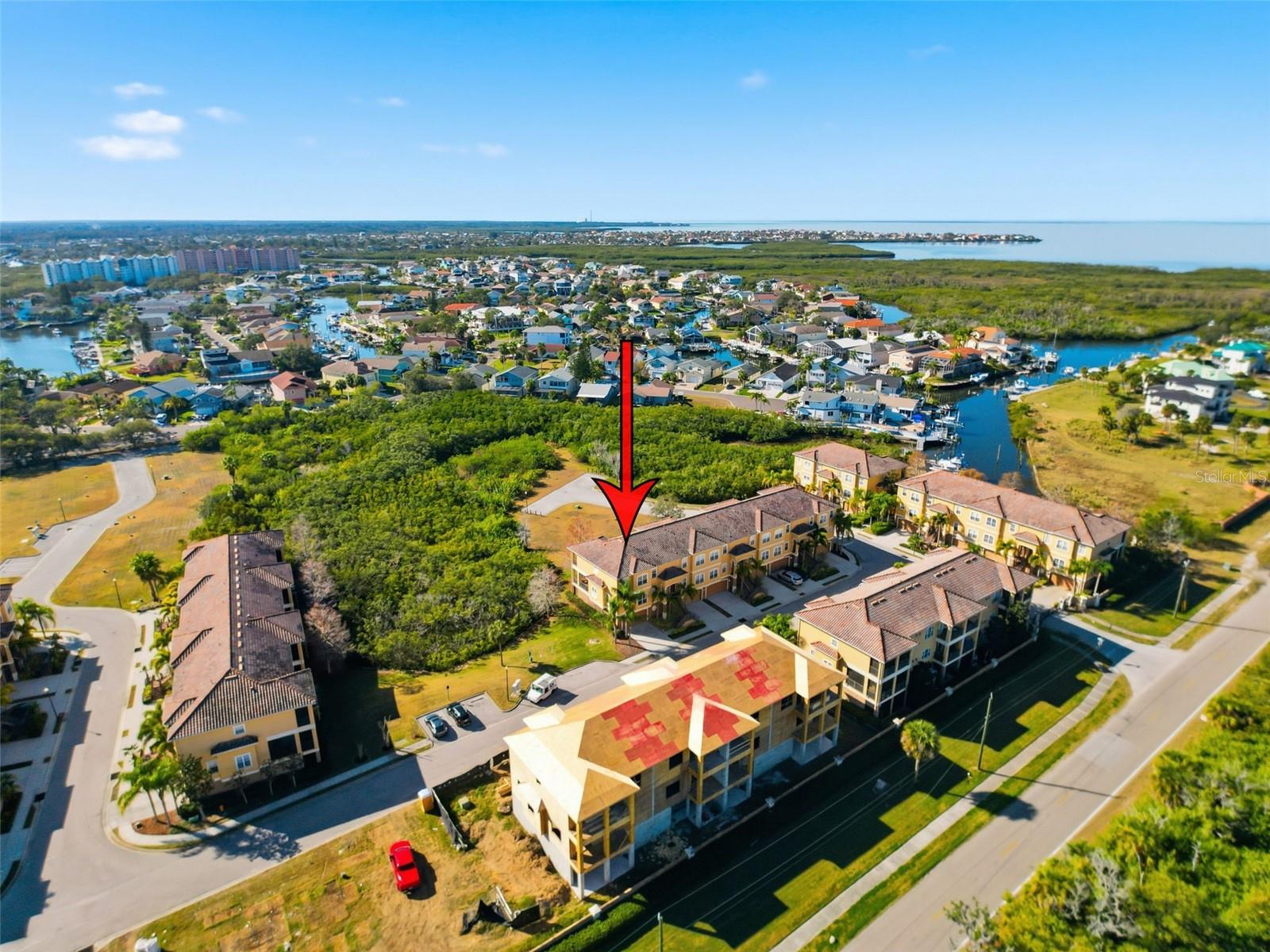 Aerial view of the townhouse