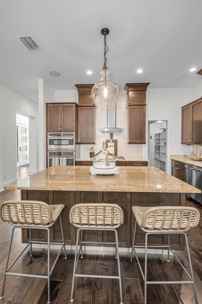 A substantial island with seating.