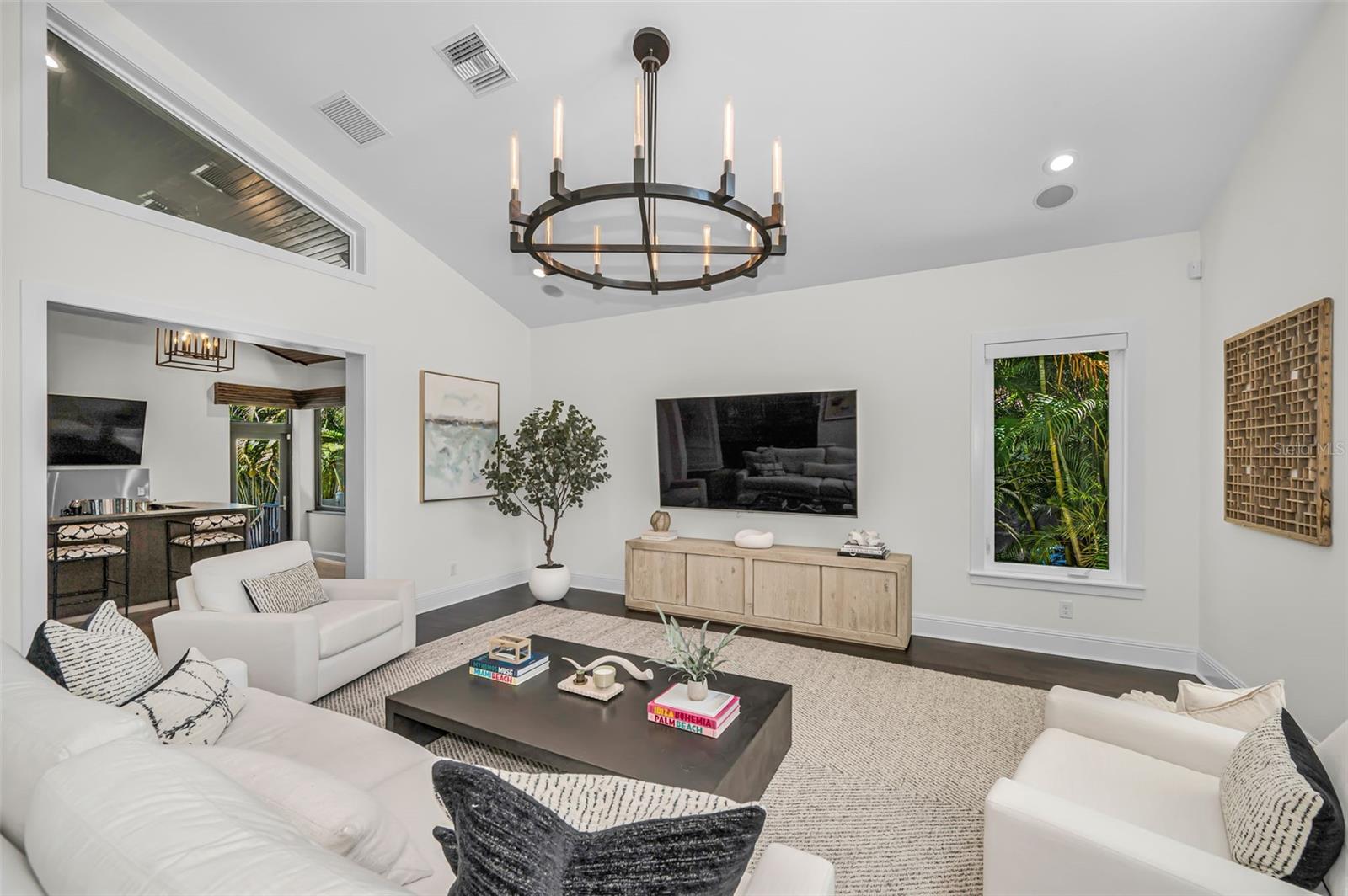 A warm and inviting wet bar is just through opening off the Living Room too.