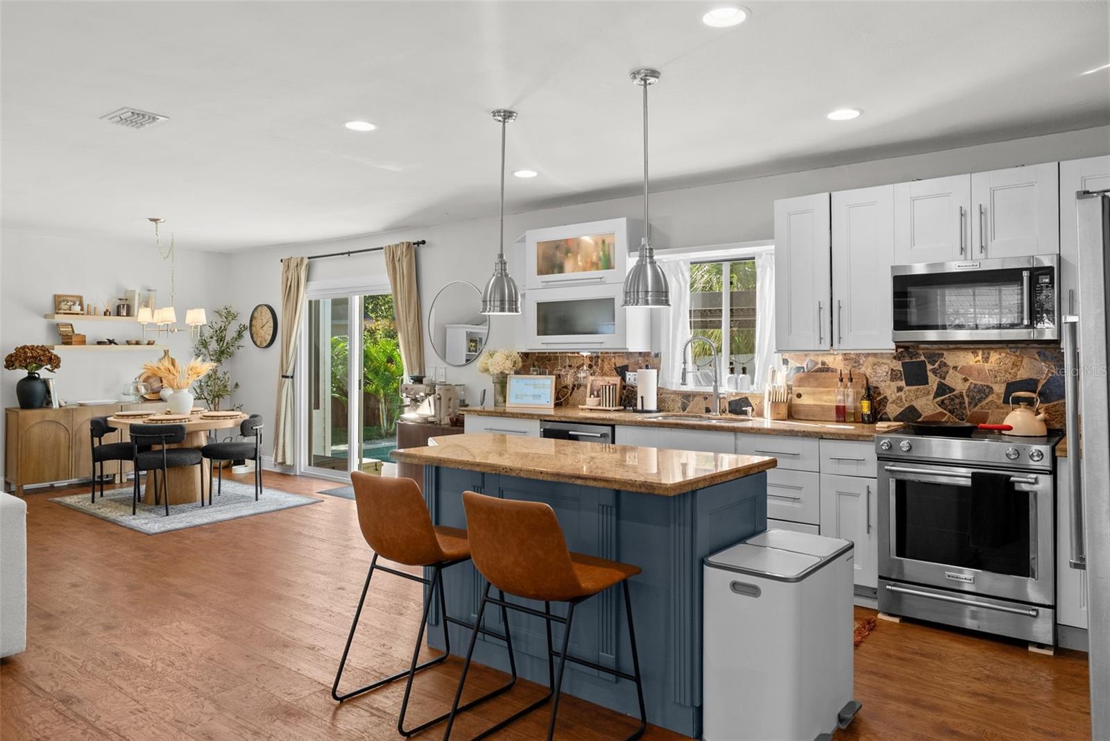 kitchen to dining area