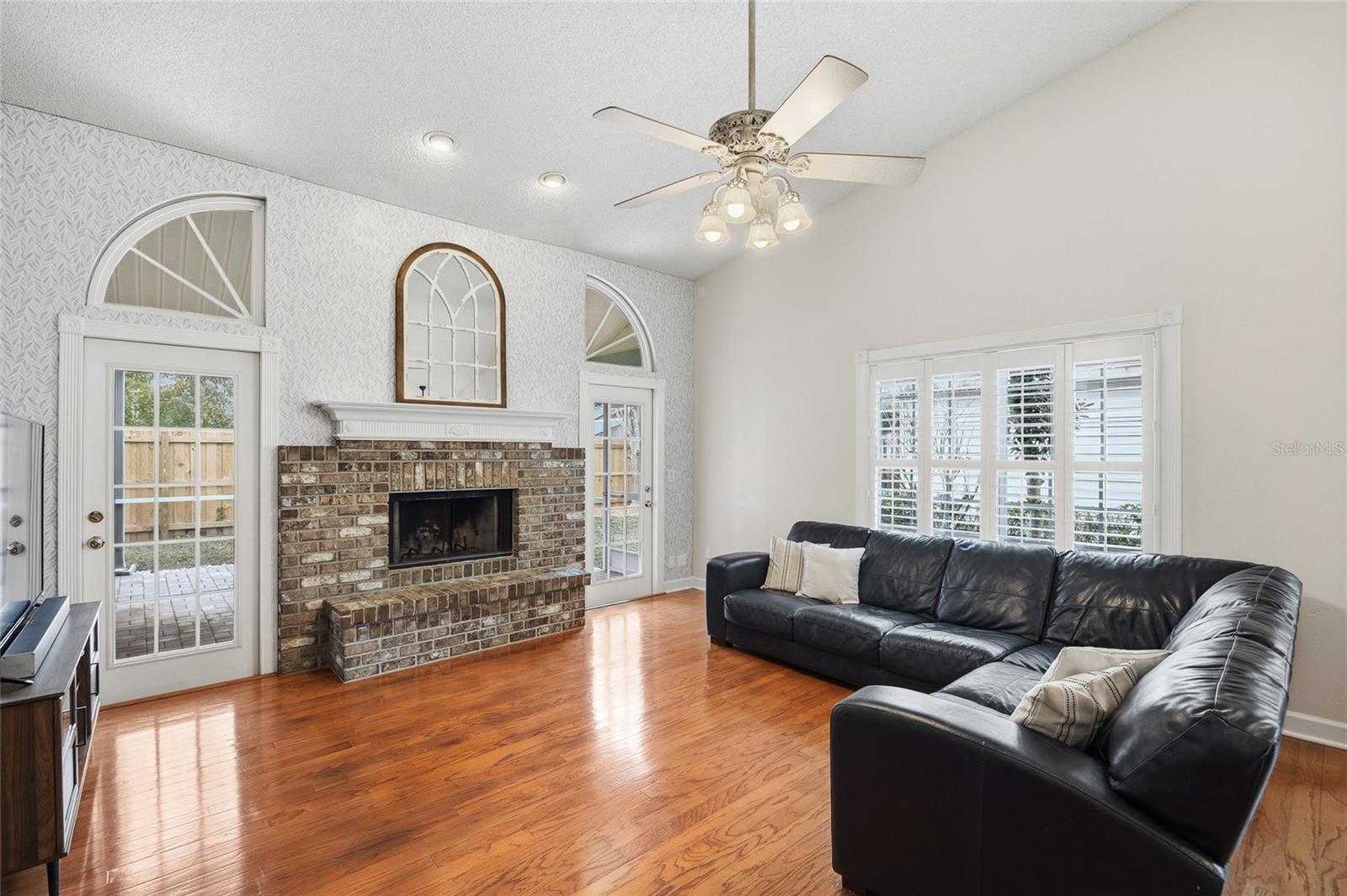 Great Room with wood burning fireplace