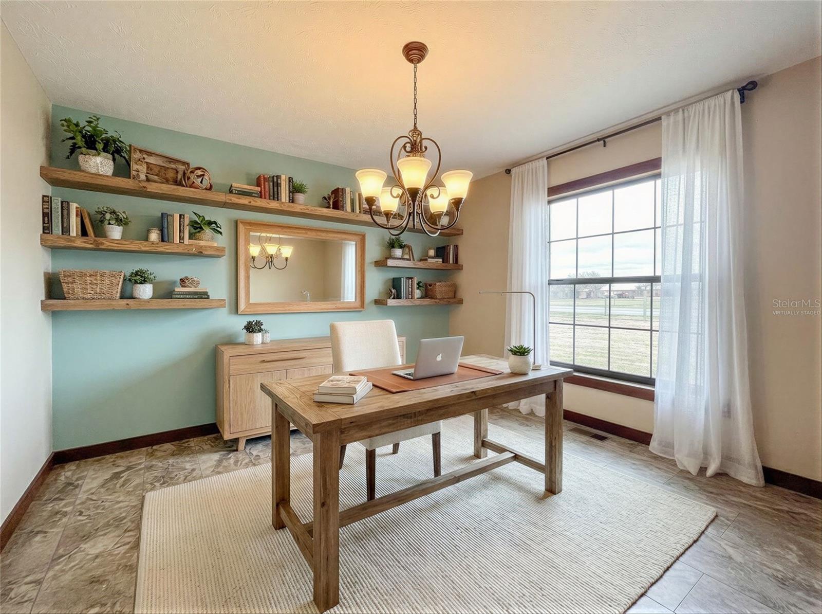 Optional office space Virtually staged in formal dining room area