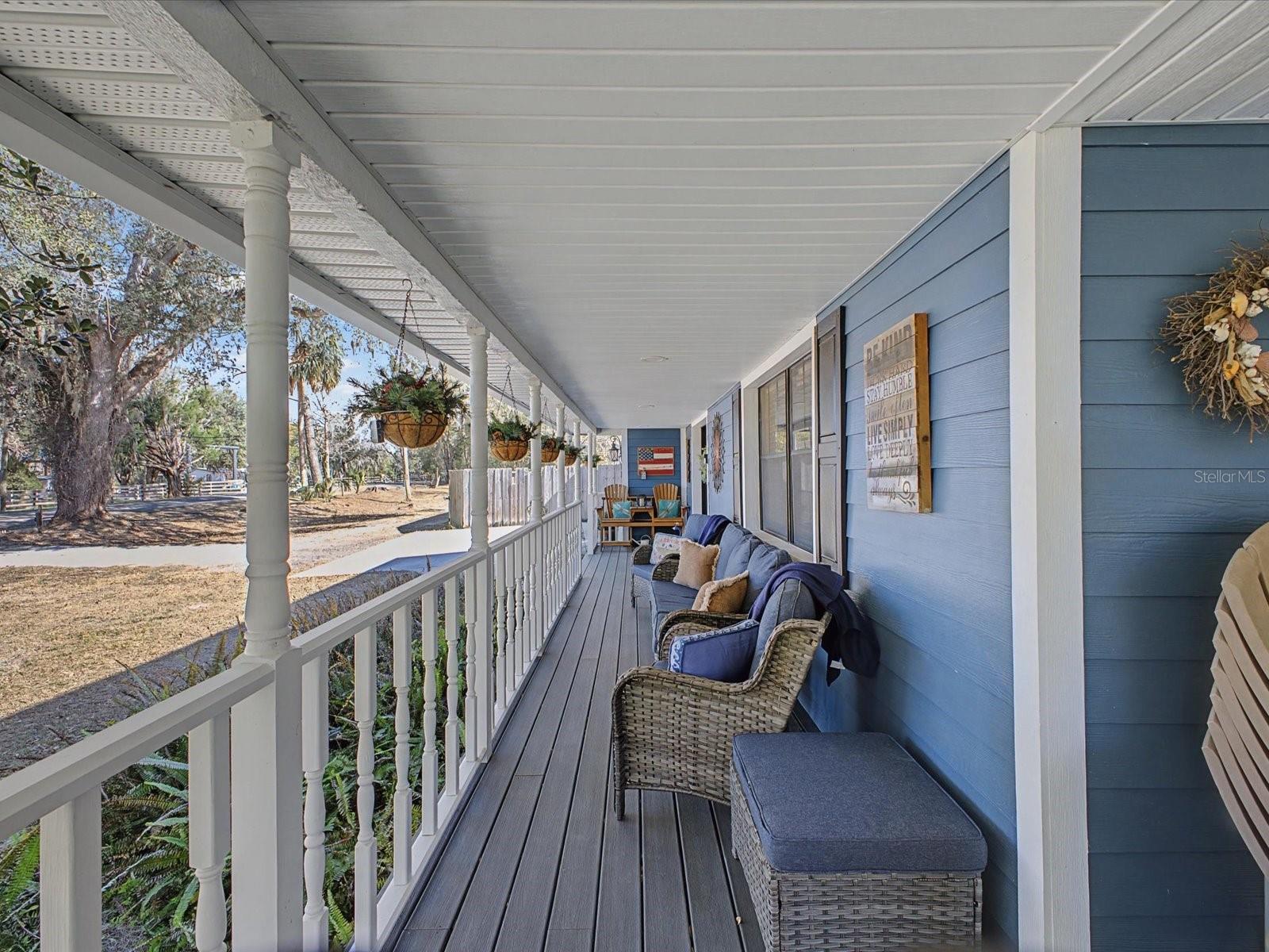 Wraparound porch with Trex decking