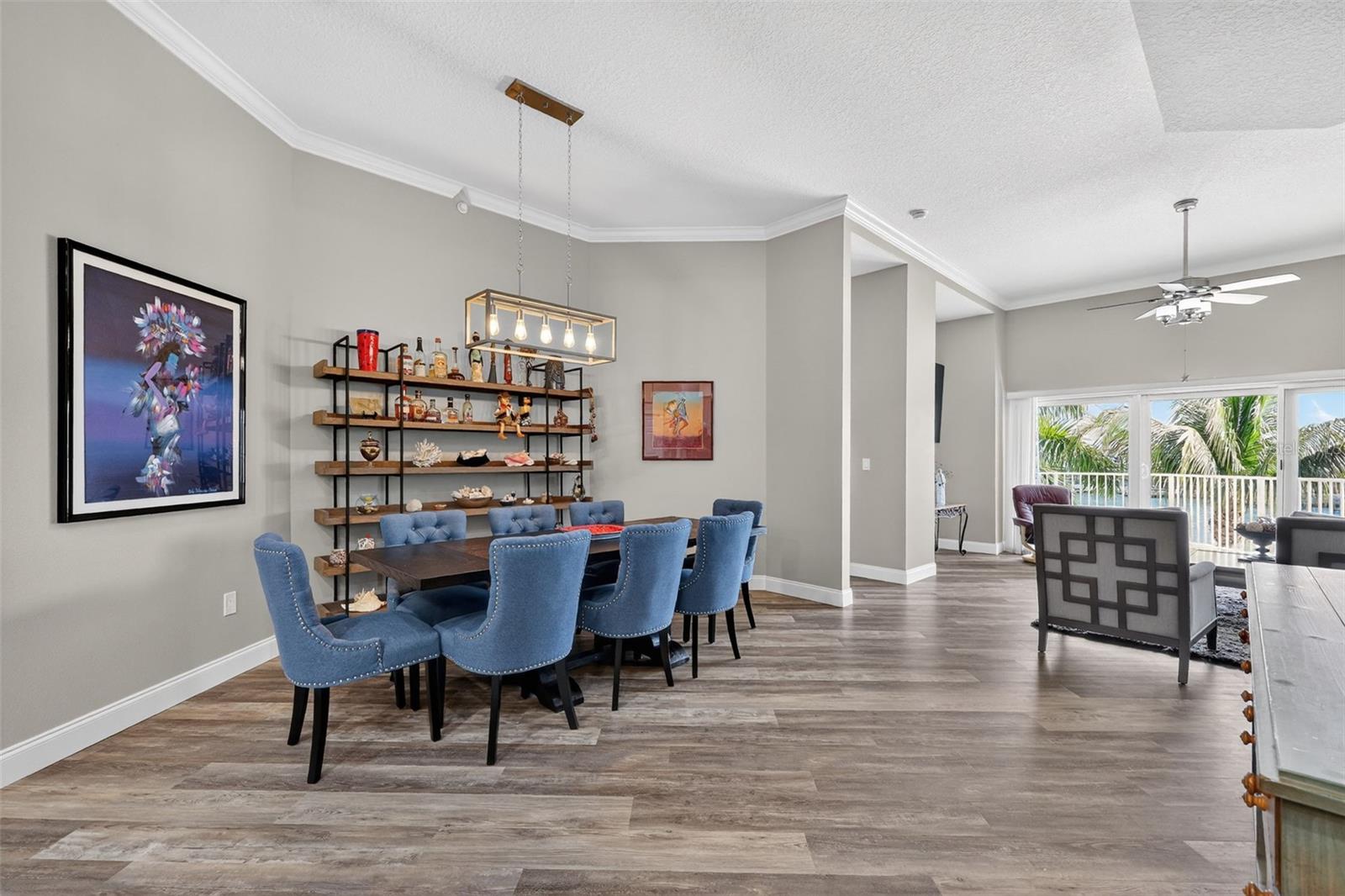 Another view of the  dining and living area views