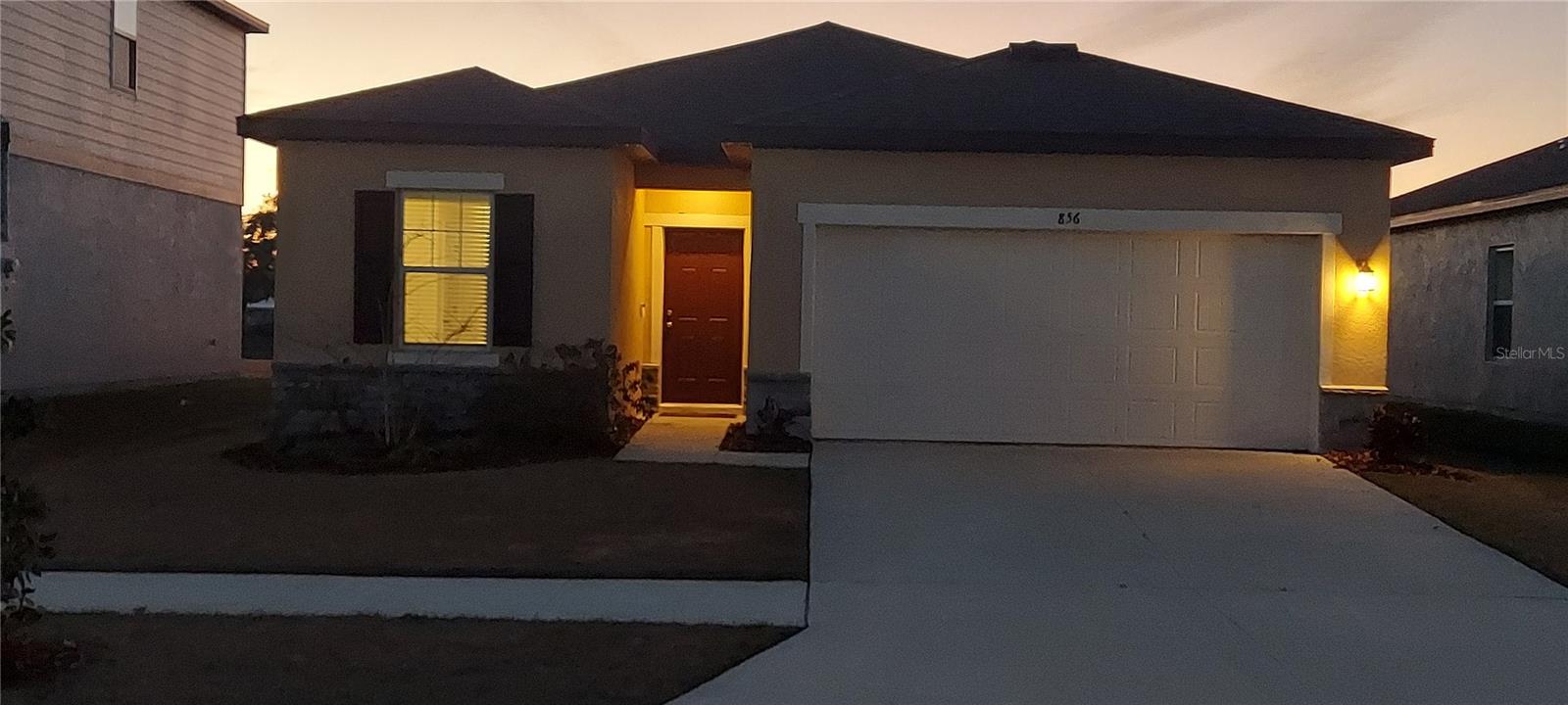 Front view at sunset