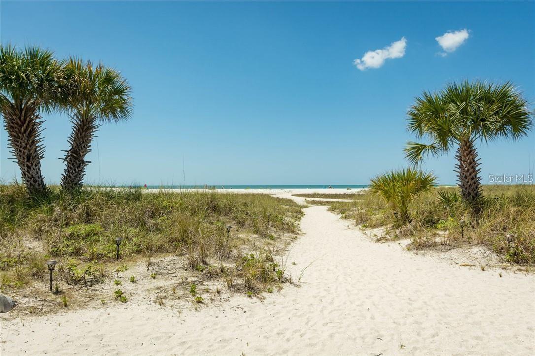 Beach walkway to water