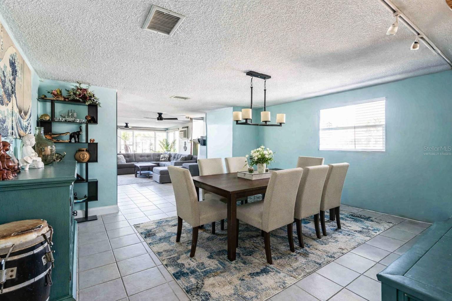 Virtually staged dining room.