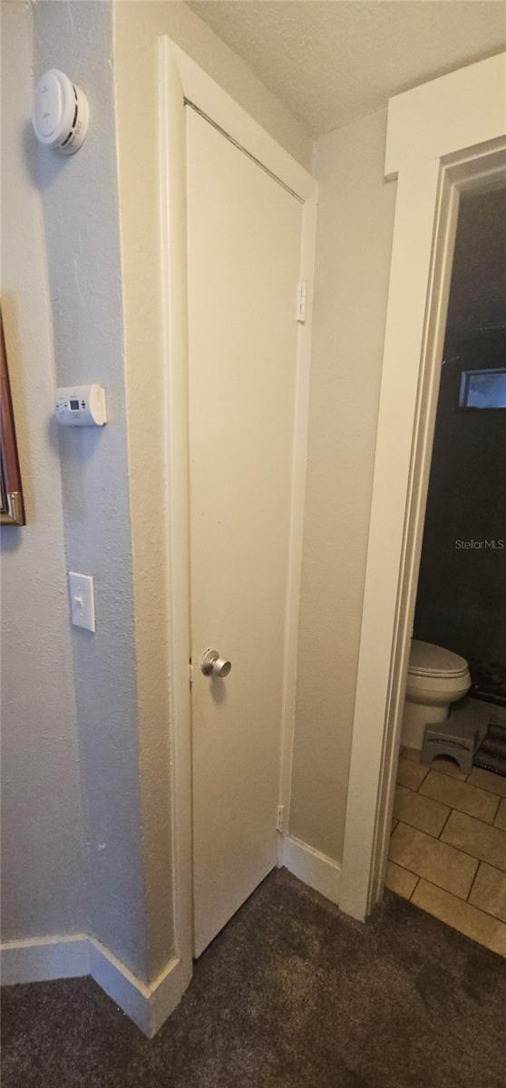 Two closets are located in the hallway for additional storage. A linen cabinet near the bathroom & a closet near one of the bedrooms.