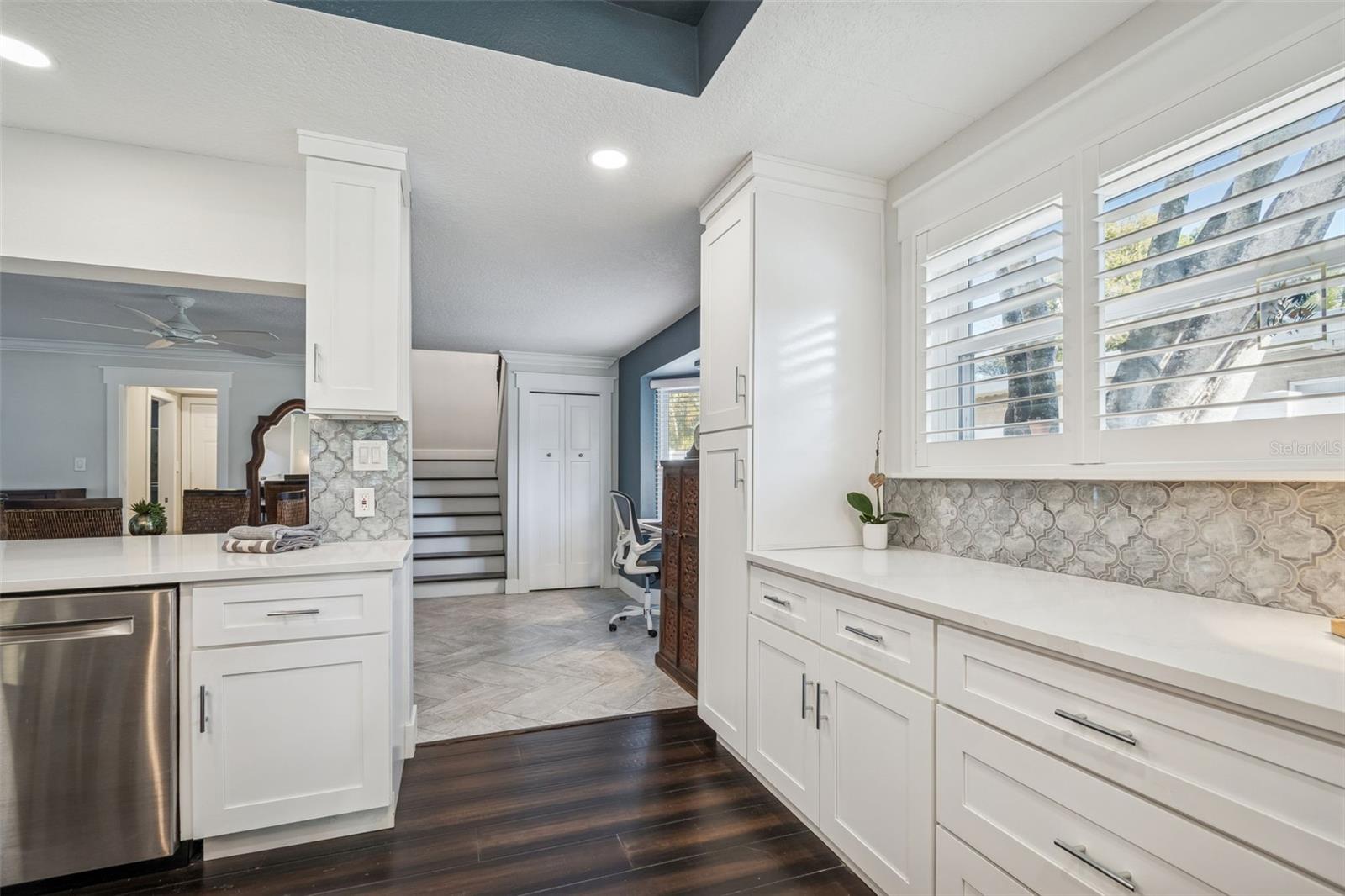 White cabinets with quartz countertops