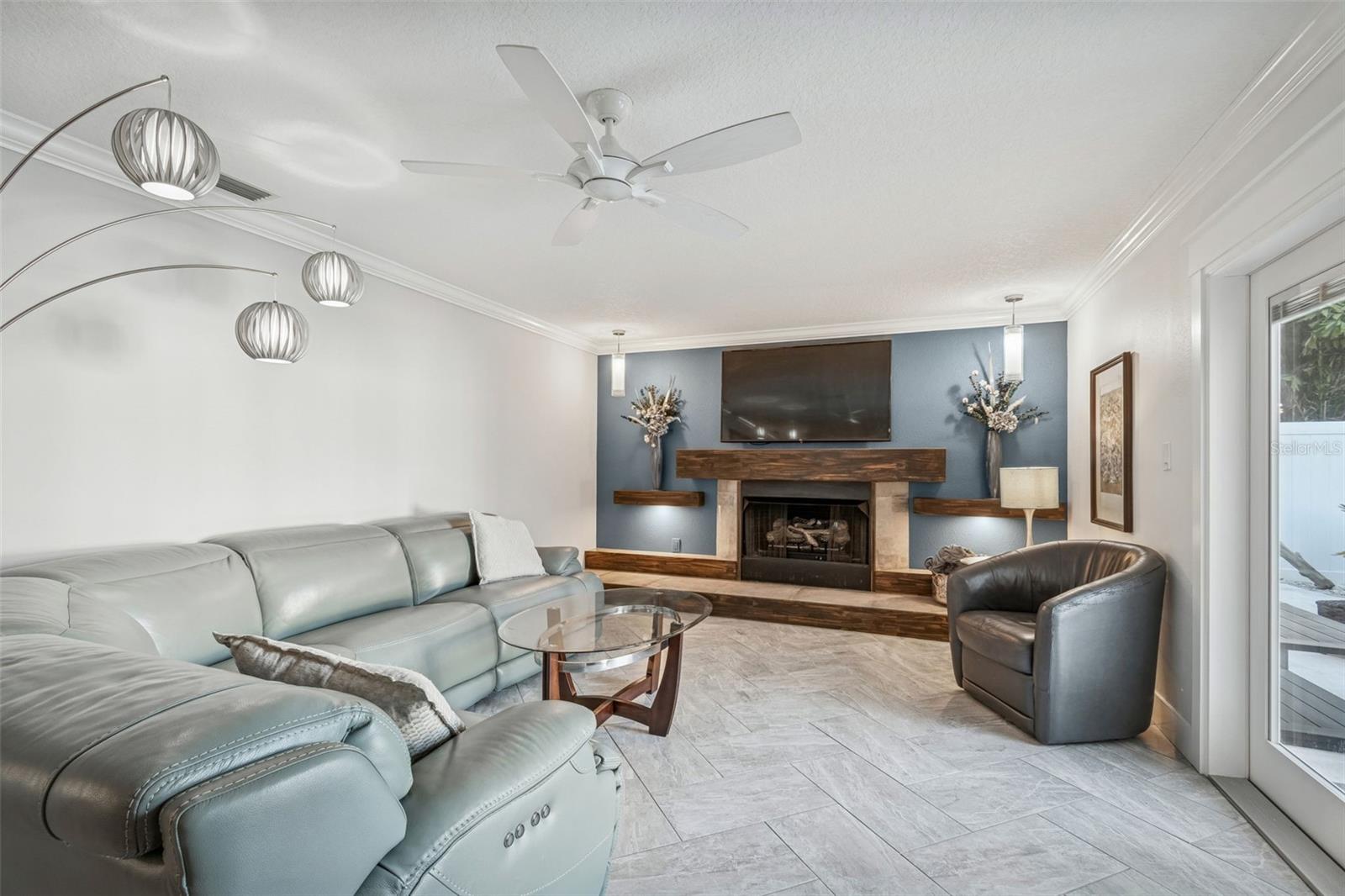 Family room with natural gas fireplace