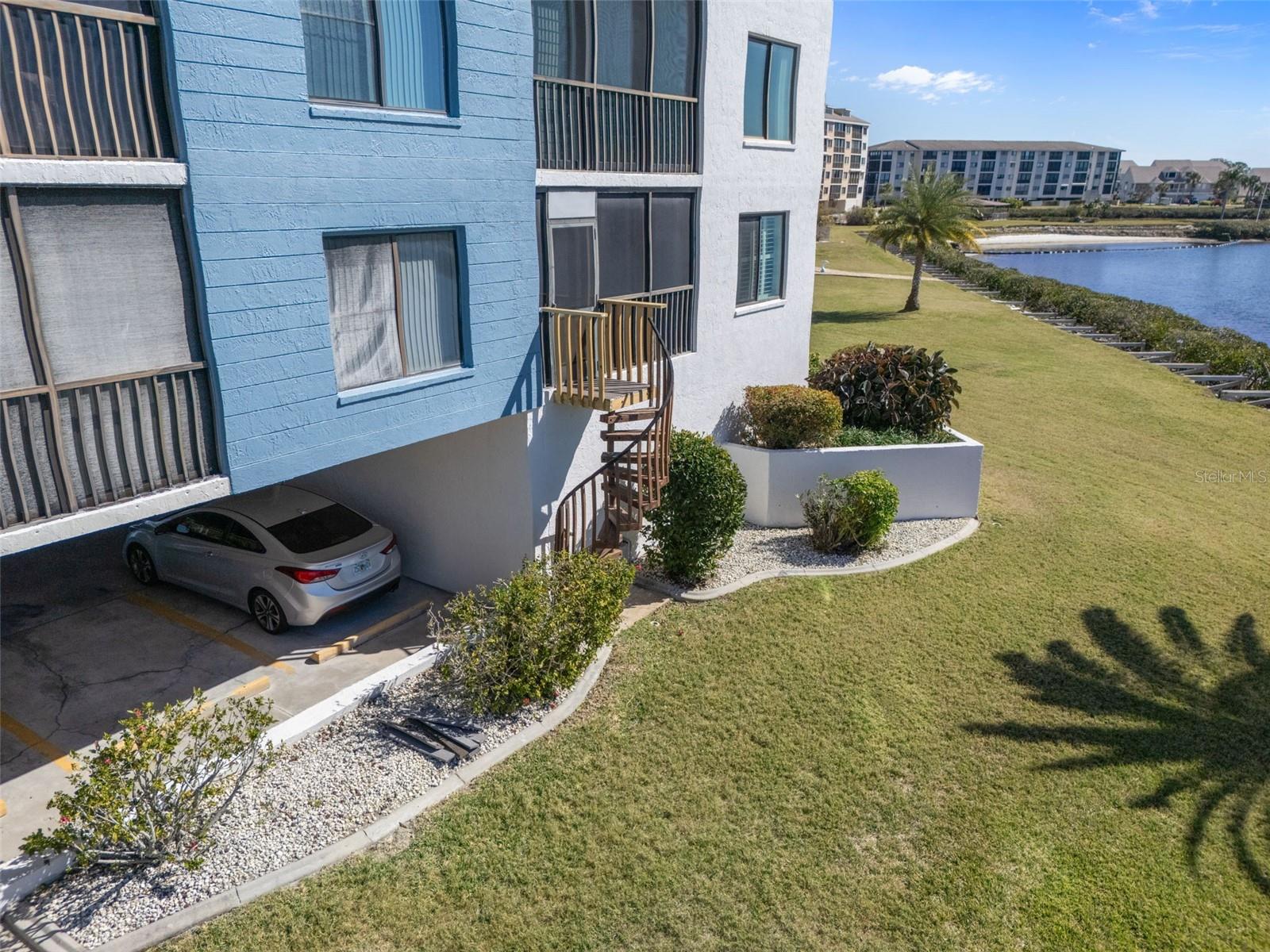 Rear of unit with spiral stairs
