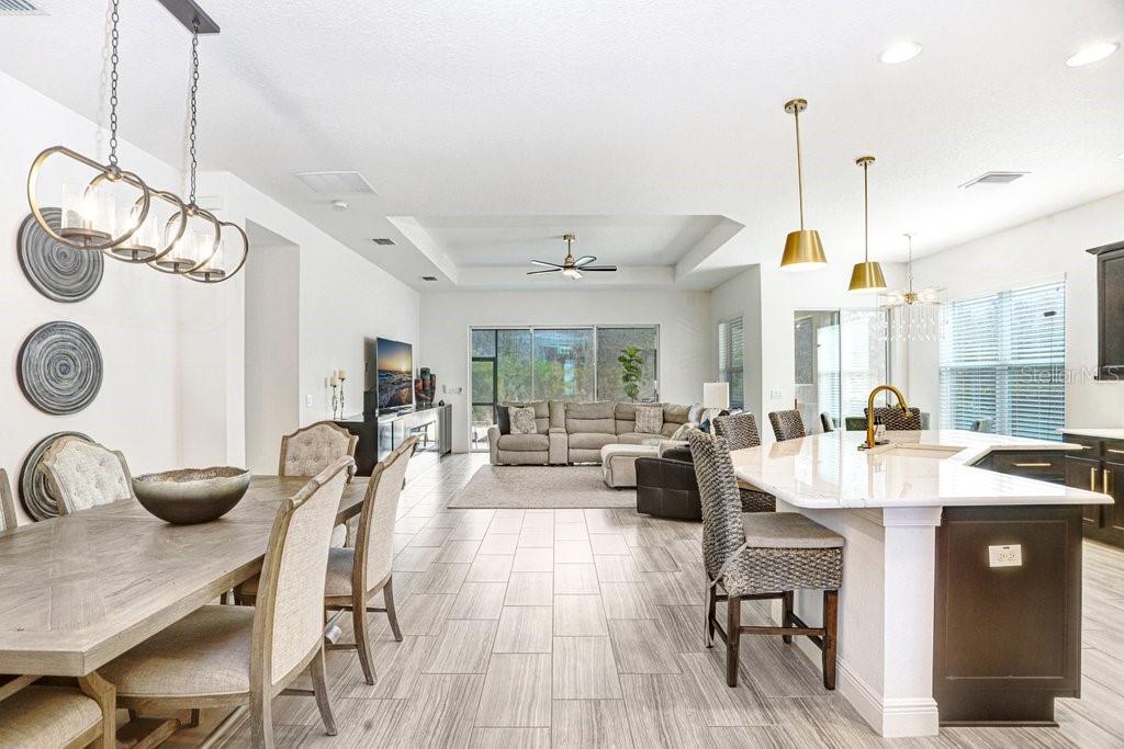 Open Dining Area, Kitchen and Living Room