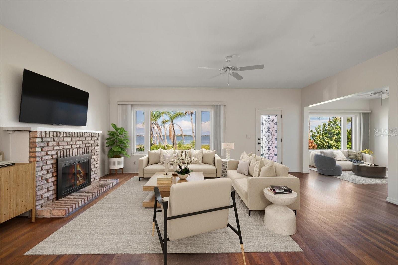 Virtually staged view of living room