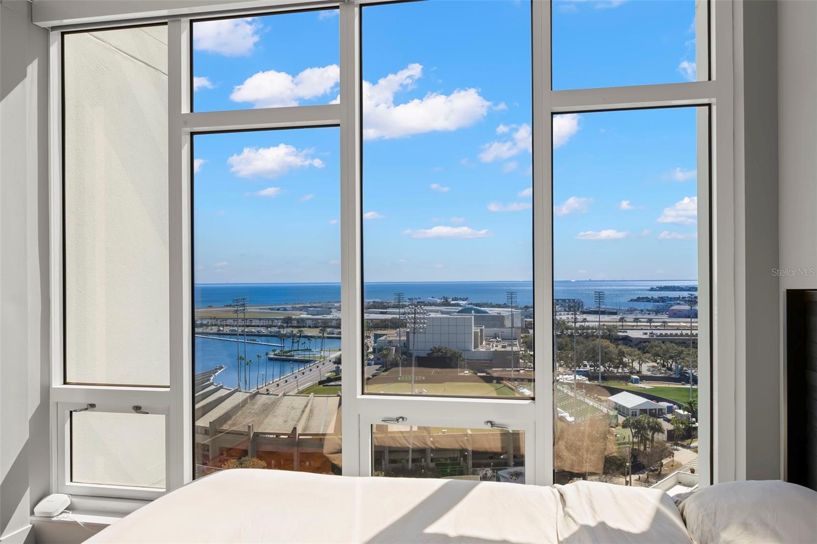 Wake up to sunrise over the water from the guest suite