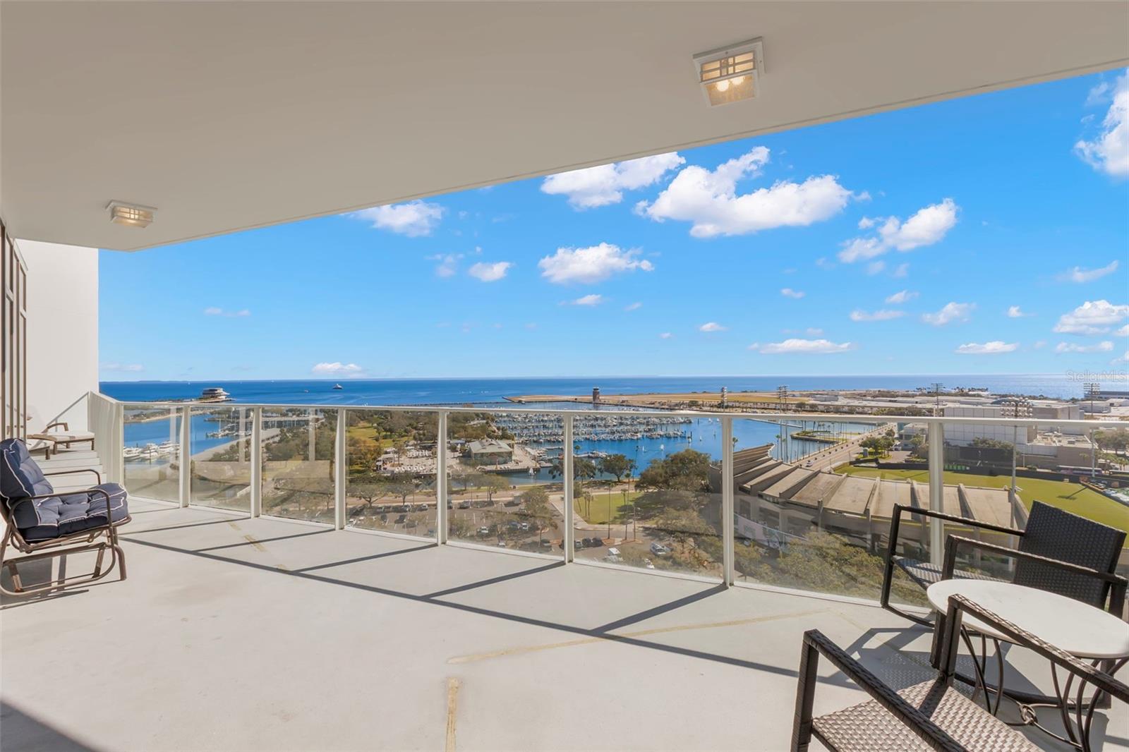 Balcony just off the kitchen and dining area offering panoramic water vistas