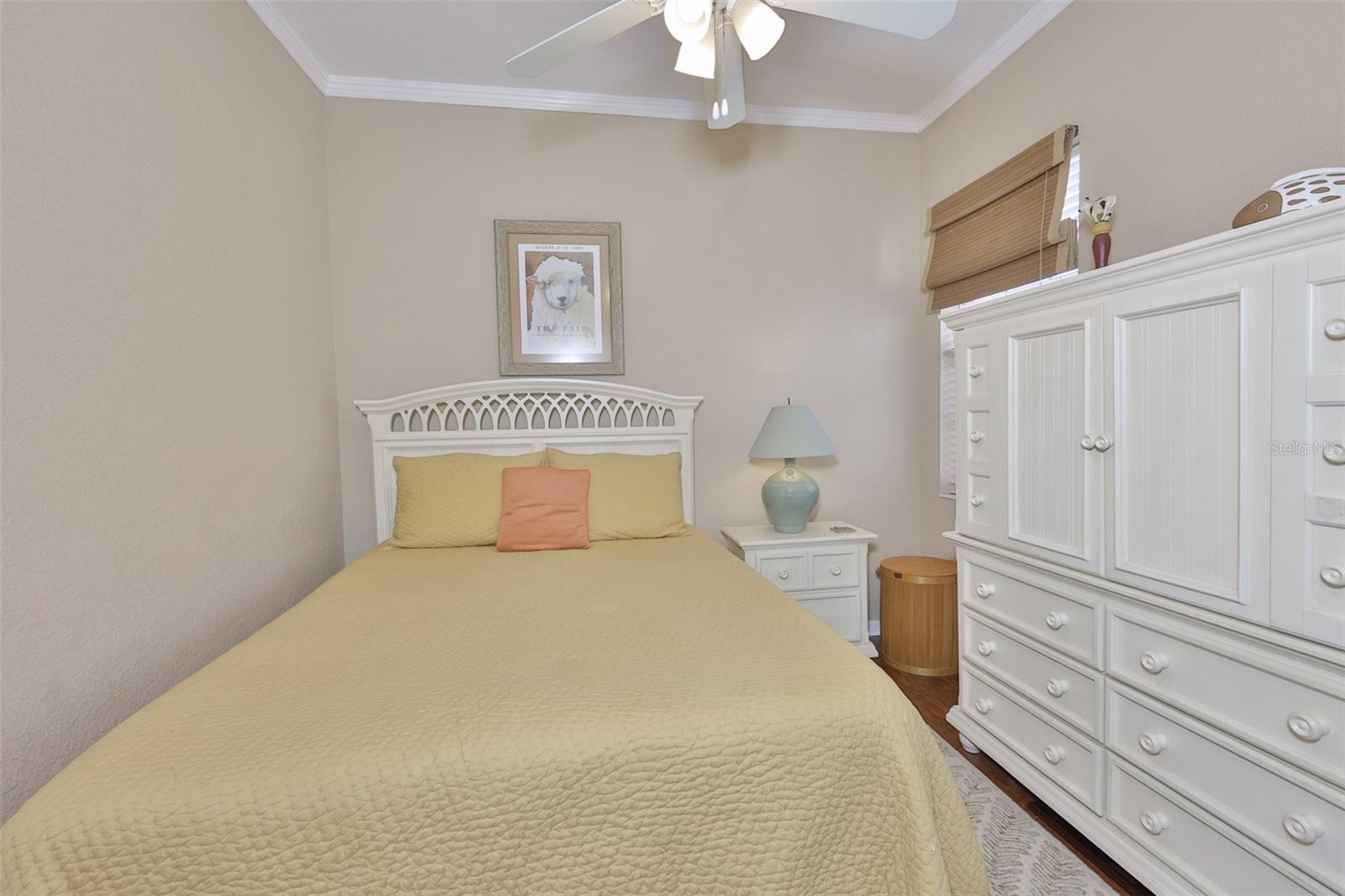 Notice the crown molding and large window.