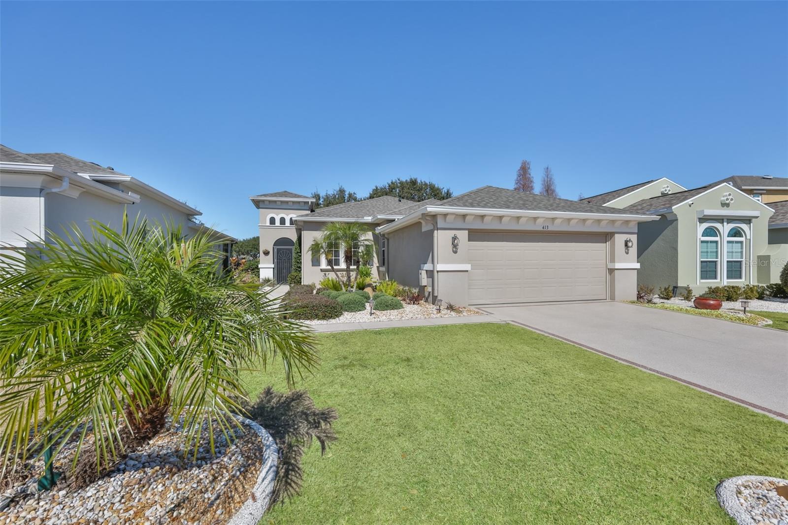 A deep lot set back for the home.