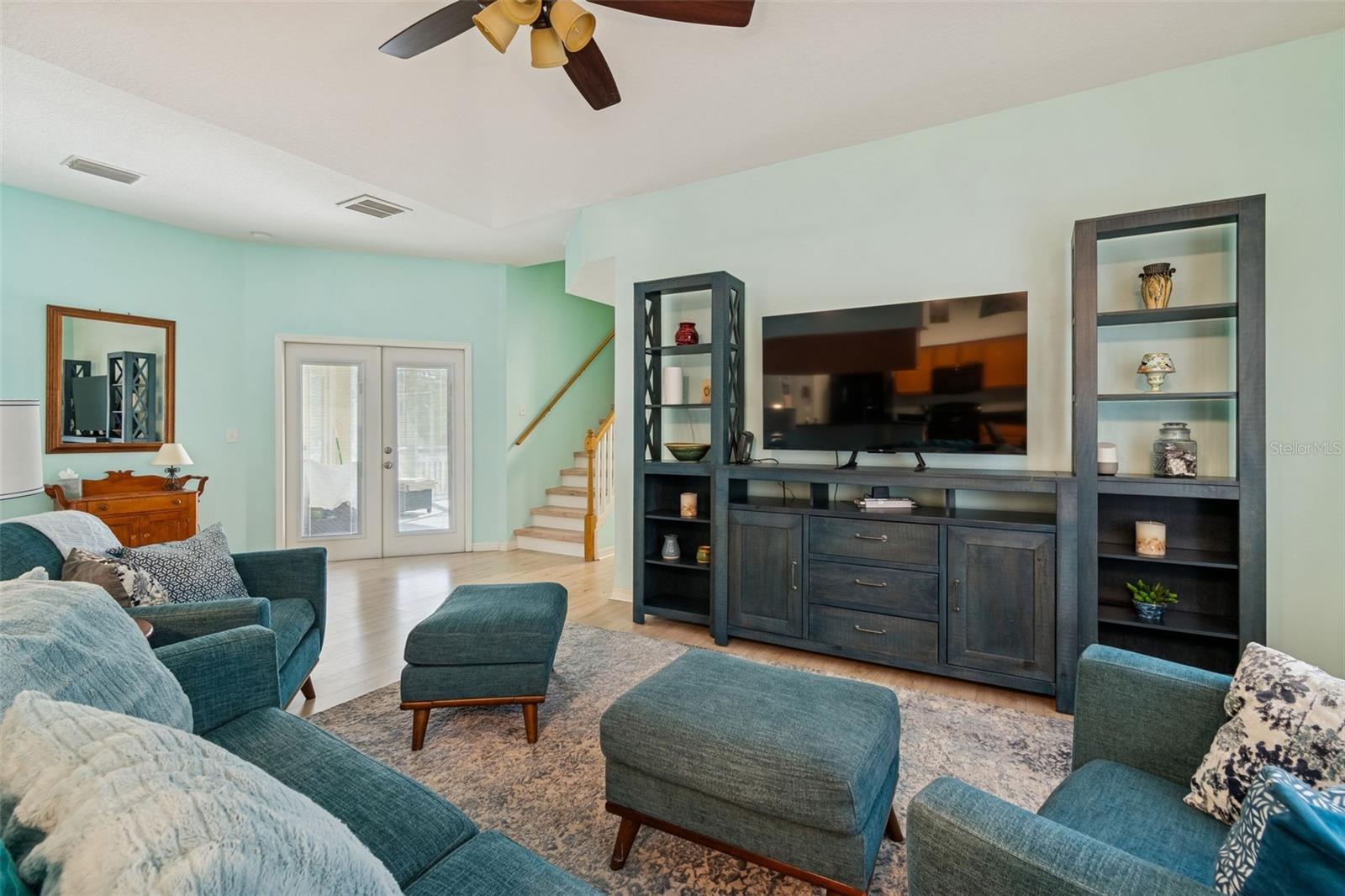 Family Room with French Doors to Porch