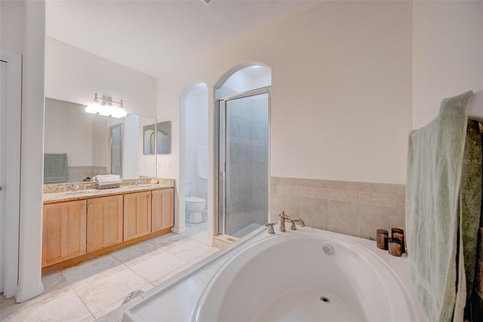 Soaker tub with separate shower