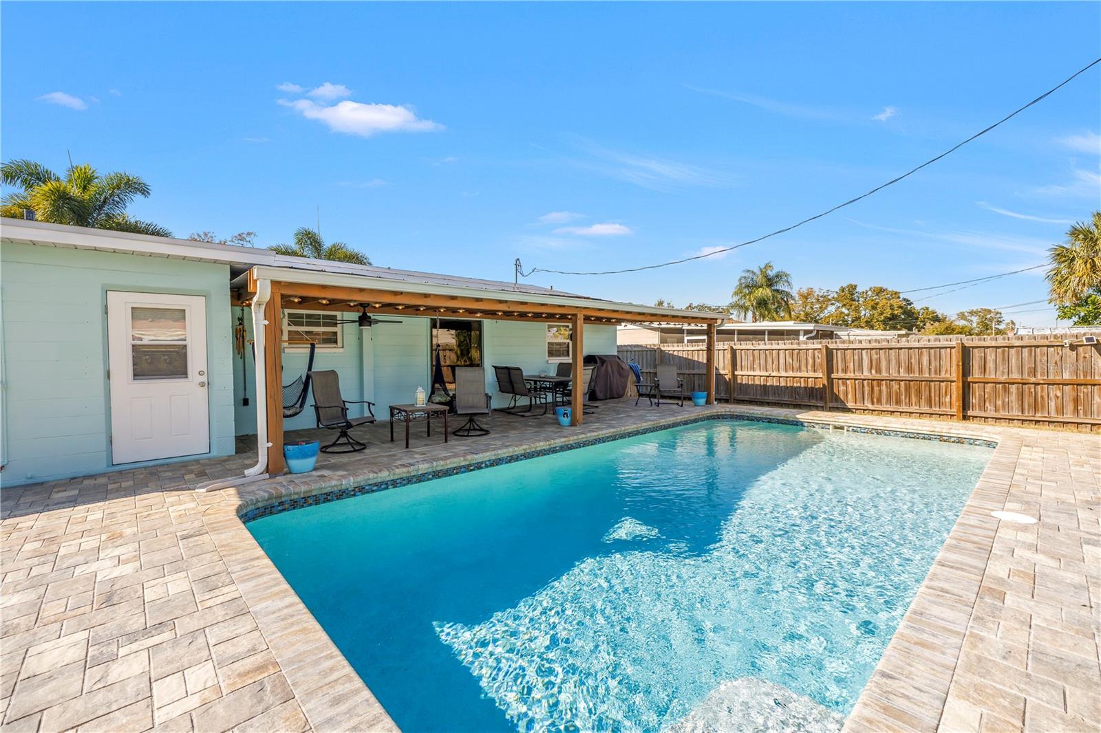 Fresh exterior paint.