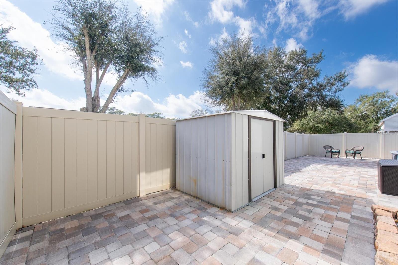 The storage unit is just around the corner form the pool.